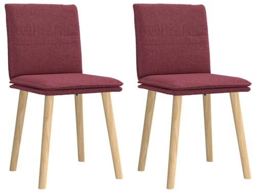 RMIHSJG Esszimmerstühle 2 STK. Weinrot Stoff, Ergonomische Stühle aus Gummibaum-Massivholz mit Polyesterbezug, Bequeme Polsterung für Essbereich und Wohnzimmer, Langlebig und Stabil,