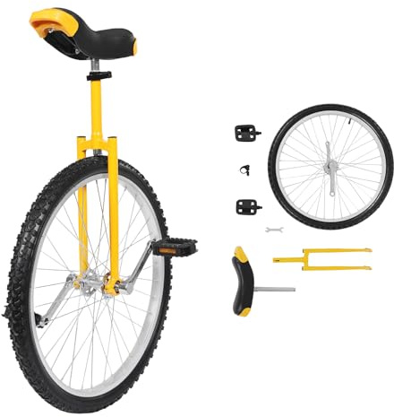 ROGONPDK 24-Zoll-Einrad, Einrad mit 2 Pedalen, Erwachsene-Einrad, Höhenverstellbares Einrad, Outdoor Einräder, für Büroangestellte, Radsportbegeisterte und Andere (Gelb)