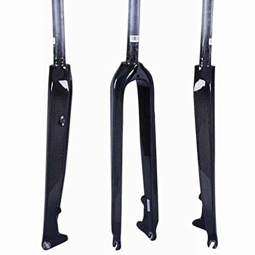 FKXSXAZ Horquilla rígida de Fibra de Carbono para MTB, 26/27,5/29, Freno de Disco, Eje Delantero Recto de 1-1/8, Cierre rápido de 9 mm (Color: Negro Brillante, tamaño 29 Pulgadas)