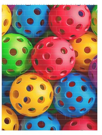 Pickleball Balls Colors Pattern Printed Jigsaw Puzzle 16.7x22.3 CM, Rectangular Puzzle Challenging Game for Adults Gifts, Family Fun Decorative Wall Decor