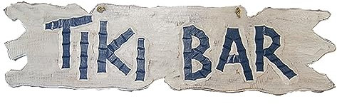 Asiastyle Holzschild - Retro ''Tiki Bar'' weiß, handbemalt, 100x22 cm Vintage Shabby Deko