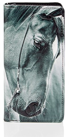 SHAGWEAR ® Portemonnaie Geldbörse Damen Geldbeutel Mädchen Bifold Mehrfarbig Portmonee Designs: (Pferd/Horse)