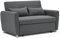Moderne, zeitgenössische, platzsparende, bequeme 2-Sitzer-Sofa, Bett, Möbel, zusammenklappbar, einfach herauszuziehen, volle Größe, Doppelbett, grauer Stoff, Sofa, ausziehbares Sofabett