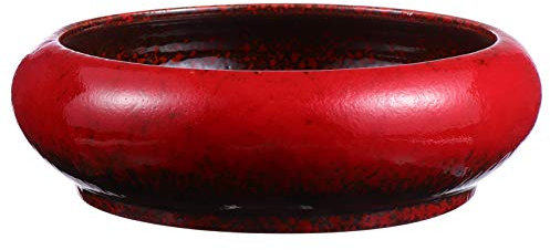 YARNOW Grand Rond Succulent Planteur Bol Vintage en Céramique Émaillé Bonsaï Pot Décoratif Jardin Cactus Fleur Plante Conteneur pour La Maison Bureau Décor Rouge Pots De Plantes