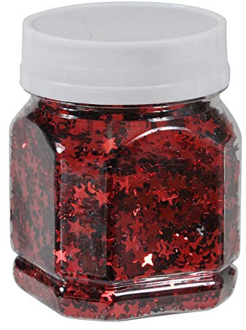 Stern-Konfetti Sternen-Streu zum Basteln und Verzieren von Karten, bunte Glitter-Sterne für Dekoration, 80 g (Rot)