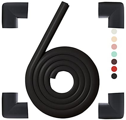 Fozobaiy Safety Edge & Corner Guards,Baby Proofing Foam Edge Protector For Kid,Table Corner Protectors For Child,Suitable For Desk,Furniture,Fireplace,Counter Sharp Corners (Black(4 Corner&2m Bumper))