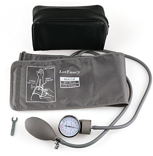 LotFancy Manuelles Aneroid Blutdruckmessgerät für Erwachsene, Blutdruckmanschette 20-42 cm mit Reißverschlussetui geeignet für Rettungsdienst, Arzt, Praxis