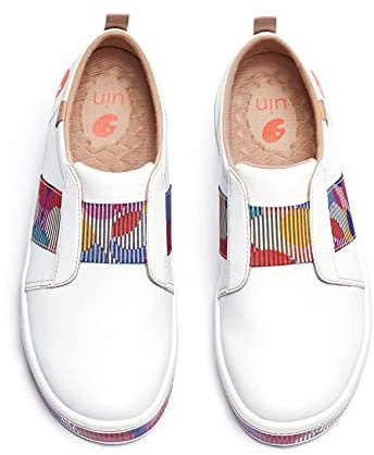 UIN Colored Bubble Damen Painted Sneaker Laufschuhe Slip On Schuhe Outdoor Schuhe Atmungsaktiv Leichtgewicht Sportschuhe PU(40)