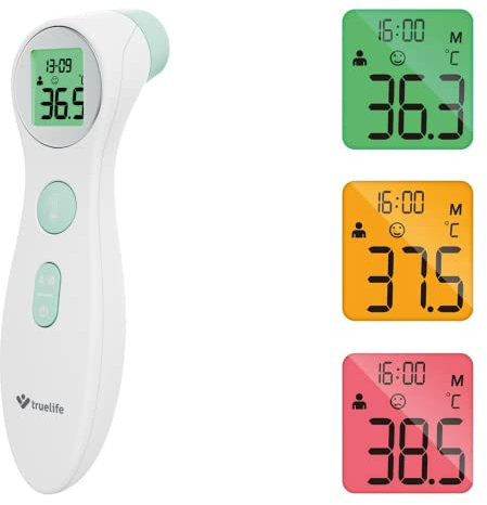 TrueLife Care Q6 Fieberthermometer kontaktlos Akkurates Berührungsloses Infrarot Stirnthermometer mit buntes LCD Display für Kinder, Erwachsene, Digitales Thermometer, schnelle und genaue Messung