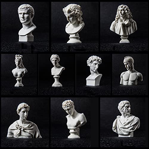 Mini-Figuren-Set griechische Büste Statue und Skulpturen, kleine ästhetische Göttin Statue für Regale, Mythologie, Heimdekoration, David Venus George Skulptur Handwerk (10 Stück/Set)