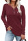 WNEEDU Women's Loose Long Sleeve Button Shirts V Neck Henley Tops Casual Tunic Shirts Blouse