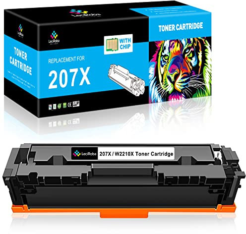 LeciRoba 207X für HP W2210X W2211X W2212X W2213X W2210A W2211A W2212A W2213A 207X 207A Toner für HP Color Laserjet Pro MFP-M283fdw MFP-M283fdn MFP-M282nw M255dw M255nw Drucker (Mit Chip,1- Schwarz)