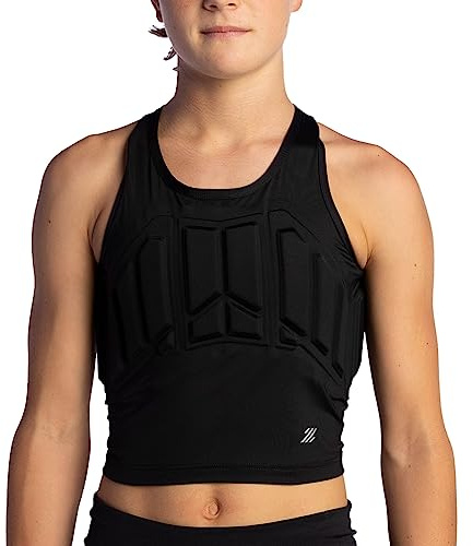 Zena Sport - Youth Chest Protector Vest for Girls - for Contact Sports, Softball, Lacrosse, Football & More - Sternum, Heart & Rib Protection - Ages 7-13 - Black - One Size