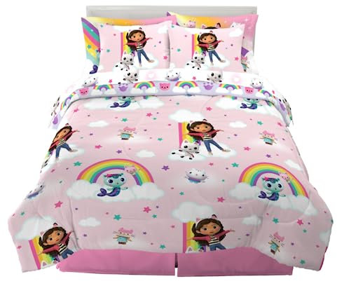 Franco Gabby's Dollhouse Kinder-Bettwäsche, superweiches Bettdecken- und Bettlaken-Set mit Kissenbezug, 7 Queen-Size-Betten (offizielles Lizenzprodukt)