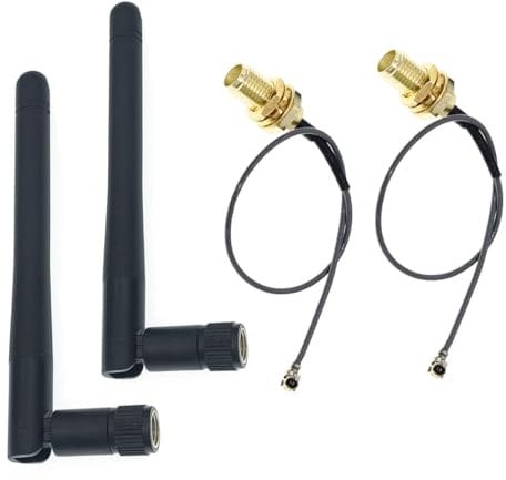 Hailege 2pcs SMA zu IPX-4 2.4G WiFi Antenne 2,4GHz 3dBi Antenne IPX-4 zu RP SMA Stecker für ZigBee Router 90 Grad rechtwinkliges gefaltetes Kabel 15CM