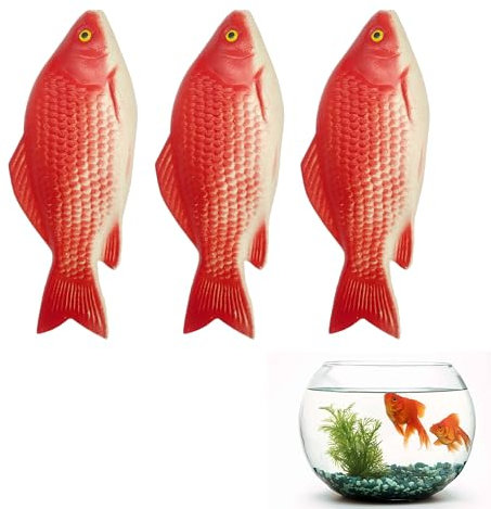 TUKEVA 3 Stück Plastikfische Goldfische Realistische Aquarium Plastikfische Zum Dekorieren von Aquarien, Dekorieren von Fischbecken (rot)