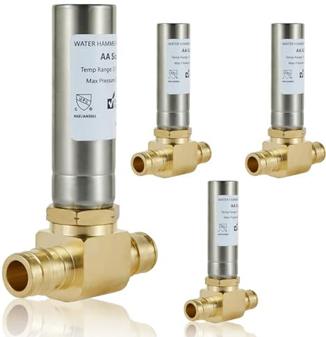 GUOFIS Water Hammer Arrestor,1/2Inch Stainless Steel Tee Water Arrestor,Pex-A Expansion Connection(4PACK,Stainless Steel Arrestor)