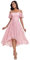 Ever-Pretty Robe d'Invité de Mariée Au Genou Manches Courtes High Low Bretelles Chic Violet Clair Rose 50