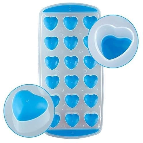 Silicone Ice Cube Trays, Ice Cube Moulds Set,Ice Molds Silicone,Ice Cube Maker,Large Ice Trays for Freezer Containers,Prefect for Whiskey,Easy Release & BPA Free (18 Icecube Tray (Heart))