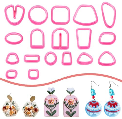DICOSMETIC 18 Stück Polymer Clay Ausstecher Kunststoff Ton Ohrringe Ausstecher Mini Ton Ohrring U Ausstecher Kreis Dreiecke Geometrische Ton Ausstecher Für Polymer Ton Schmuck Kamelie