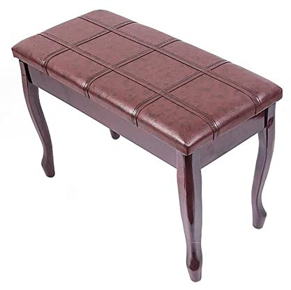 KOIAMVZW Klavierhocker aus Kunstleder, Deluxe-Klavierbank aus Leder, Feste Höhe, Duett-Klavierhocker mit großer Aufbewahrungsbox, Tastaturbank, Schminkhocker, 76 x 35 x 49 cm, Mahagoni