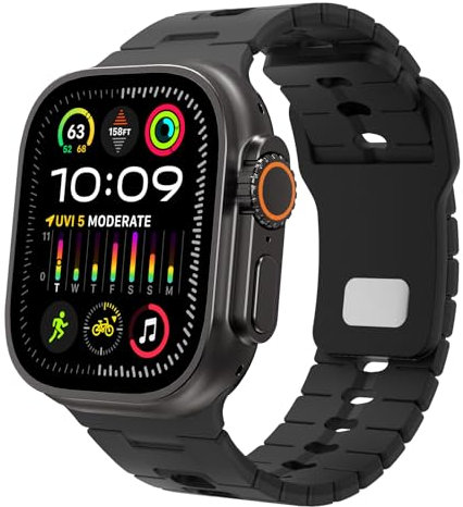 TiMOVO Correa Compatible con Apple Watch de 49mm 46mm 45mm 44mm 42mm para Mujer y Hombre (2025), Correa Repuesto Silicona para iWatch Ultra 3/2/1, Series 11/10/9/8/7/6/5/4/3/2/1/SE 3/2/1, Negro