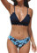 CUPSHE Damen Bikini Set V Ausschnitt Triangel Lace Up Bikini Low Waist Wellenkante Bademode Zweiteiliger Badeanzug Swimsuit Marineblau/Paisley S