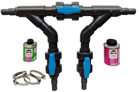 HAF® Bypass Set 45° | Ventil für den Anschluss von Pool Wärmepumpe Poolheizung Solaranlage | Adapter für optimale Regulierung des Wasserdurchfluss | Anschlussset mit 32mm 38mm Schlauchanschluss