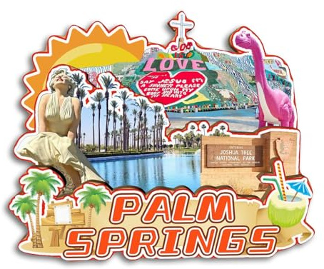 Quwsne Kühlschrankmagnet Palm Springs California America Kühlschrankmagnet Stadt Reise Souvenirs Touristengeschenke 3D klassische Sehenswürdigkeiten handgefertigt Handwerk Heimdekoration -4036