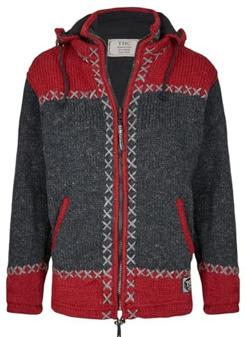 THC Natural Line Schafwollstrickjacke anthrazit rot 512 | Schafwolle | Strickjacke | Schafwoll-Jacke | Woll-Jacke | Schafwolljacke | Außenjacke