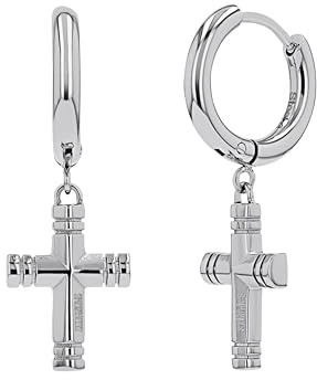 Scorpions by amor Creolen Edelstahl Unisex Damen Herren Ohrschmuck, 3,2 cm, Silber, Kreuz, Kommt in Schmuck Geschenk Box, 2040513