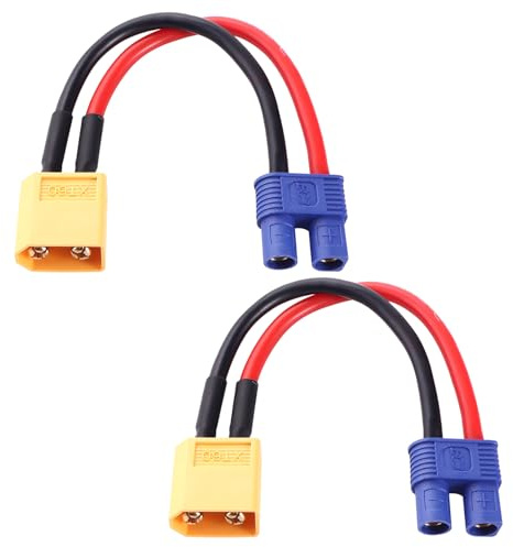 Lyeteung 2 Stücke Anschluss XT60 auf EC3, EC3 Buchse auf XT60 Stecker Adapter, mit 10cm 14AWG Silikonkabel, für RC LiPo Akku