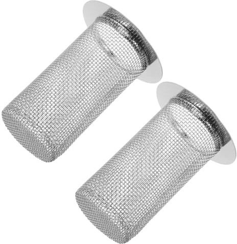 jojofuny Filtre pour Lavabo Salle de Bain Récupérateur de Cheveux en Acier Inoxydable, Grille de Caniveau de Sol Anti-obstruction 2 Pièces, Argenté