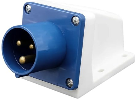 16Amp Plug, 3 Pin Outdoor Plug Socket Waterproof, 3 Pin Blue Industrial Plug Socket, Durable 3 Pin Plug for Camping, Caravan, Workshop, Outdoor Use, Blue