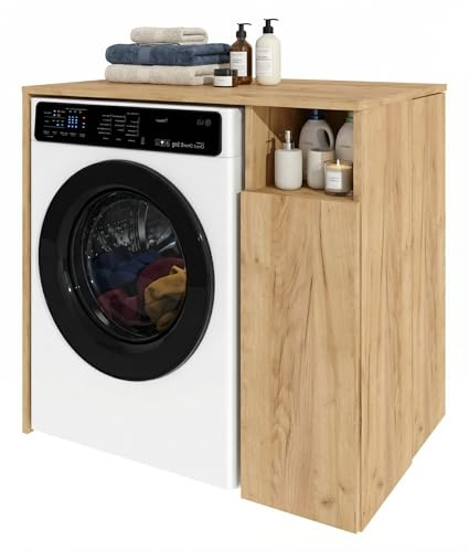 möbelkap Waschmaschinenschrank | Moderner Badschrank für Waschmaschine & Trockner | Pflegeleicht & Kratzfest | Viel Stauraum | Stabile Konstruktion | Craft Gold