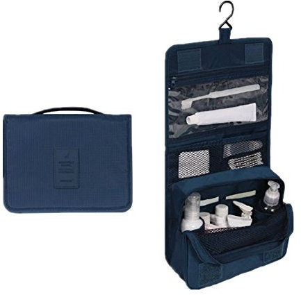 Toiletry Wash Bag Waterproof Large Capacity with Hanging Hook for Toiletries, Cosmetics for Men and Women(NavyX)
