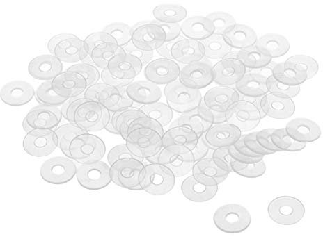 sourcing map 200 Stk. Flache Unterlegscheibe Nylon M4 Dichtung 13mm AD 4mm ID 1mm Dicke Klar für Wasserhahn Rohr Wasserschlauch Isolierung Schrauben