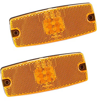 AOHEWEI 2 x Gelb LED Seitenmarkierungsleuchten Lkw Markierungsleuchten Pkw Anzeige Positionsleuchte Lampe Vorderseite mit Reflektor für Anhänger Van Wohnwagen 10~30V ECE-genehmigt (Gelb)