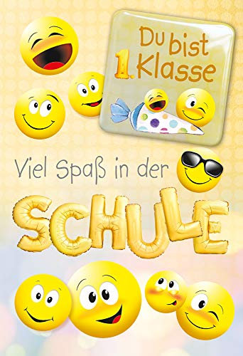 KE - Kreative Glückwunschkarte zur Einschulung mit Magnetbutton, Fröhliche Karte zum Schulbeginn, 17,0 x 11,5 cm, inkl. Umschlag - Motiv: Klasse - Perfekt für den ersten Schultag!