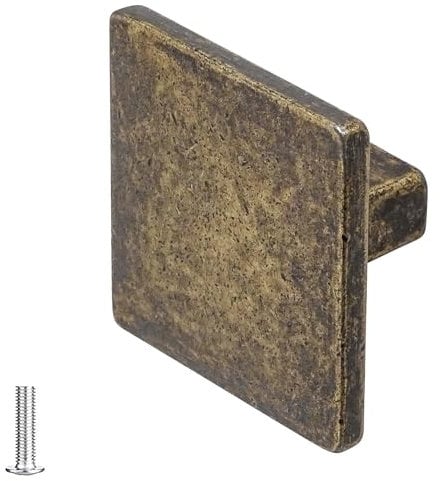 Decoranddecor Calla Square Cabinet Knob Door Pull Handle Kitchen Cupboard Furniture Drawer (1 Pack, Antique Brass)