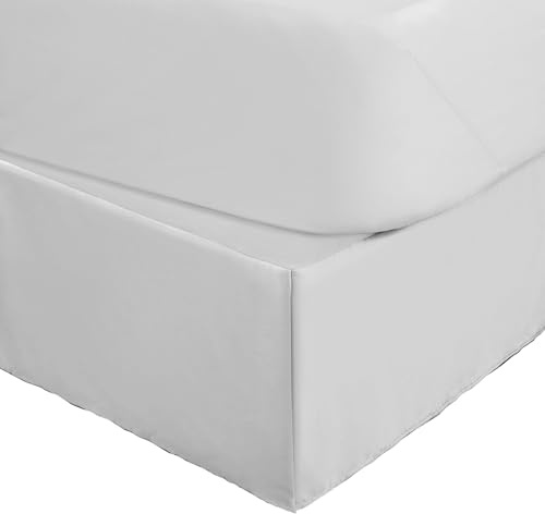 Martex King Size Inverted Pleat Bedskirt - 15” Drop - Pleated Bed Skirt - Hotel Luxury Style - Easy Care - Microfiber Bed Skirt – White