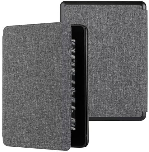 MOKASE Case Compatible with 6 Kindle Paperwhite (Fits 2012,2013,2015,2016 Version), Model NO: EY21 / DP75SDI, Slim Hard Case Protective Case Cover with Smart Wake/Sleep Funtion, Cloth Gray