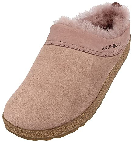 HAFLINGER Lammfellclog Snowbird Filzpantoffel Hausschuh Rosa (Rosenholz 83), Gr 37