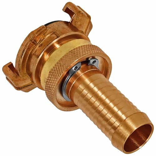 Hochdruck Schellkupplung aus Messing mit Kontermutter und Schlauchtülle Außendurchmesser 19mm für 3/4 Zoll Schlauch passend für GEKA Klauen Kupplung GK Gardena Wasser Gartenschlauch