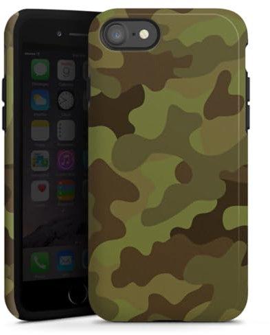 DeinDesign Panzer Handyhülle kompatibel mit Apple iPhone SE (2020) robuste Outdoor Hülle Schutzhülle glänzend Camouflage Tarnmuster Bundeswehr
