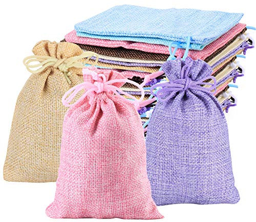 20PCS Jute Bag, Small Linen Cloth Bags, Colorful Lavender Sachet Gift Bag for Jewelry Wedding Banquet Christmas DIY Crafts (10x14cm, Random Colors)