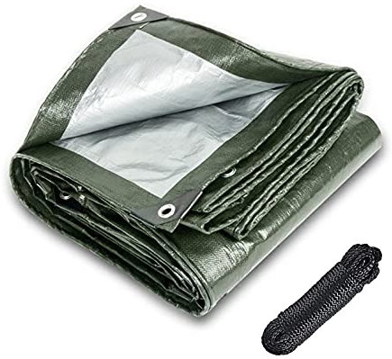 Lona Impermeable Multiusos,Cubierta de Lona de PE Resistente,con Cuerda y Ojales Lona Protectora Resistente al Desgarro,para Piscina,Coche,Barco,Toldo de Jardín,Cámping Carpa (4x9m)