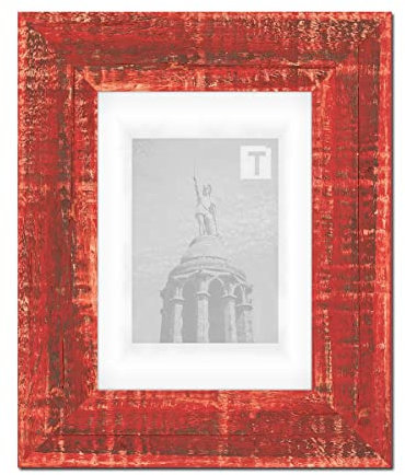 Landhaus-Bilderrahmen Adele Rot 30 x 40 cm Museumsglas 2mm Landhaus verwittert Haptik