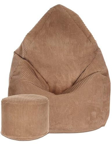 DreamRoots Sitzsack Cord Kinder Sitzsäcke Mädchen Jungen 70x70x105cm - Sitzsack mit Füllung, Hocker, Lehne und Bezug - Bean Bag Chair - Sitzkissen Boden - Chill Sack