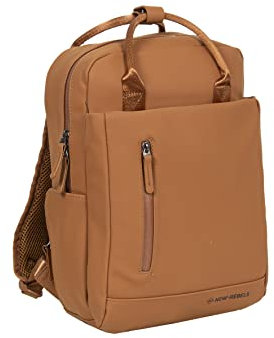 New Rebels Unisex Harper Miami Rucksack 9L wasserdichter Rucksack mit Doppelverschluss 13-Zoll-Laptopfach Wasserabweisender Reißverschluss Gepolsterte Träger, ideal für Arbeit & Schule - Cognac Braun